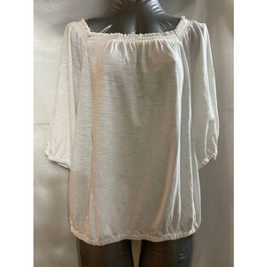 Women's Loft White peasant Blouse Top Size L